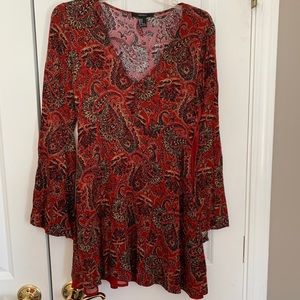 Bell Sleeve Paisley Pattern Dress